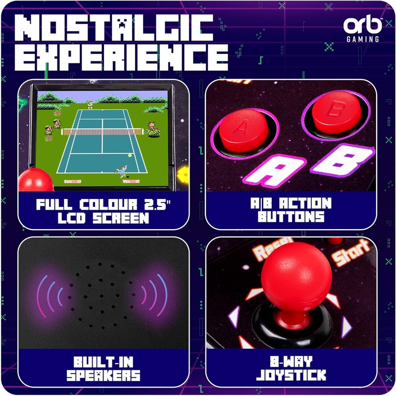 Thumbs Up Mini Arcade Machine, 240 Built-in 8-Bit Games, 2.5” Full Colour Screen, 8-Way Joystick, Handheld Retro Games Console – Orb Gaming by ThumbsUp! - Image 5